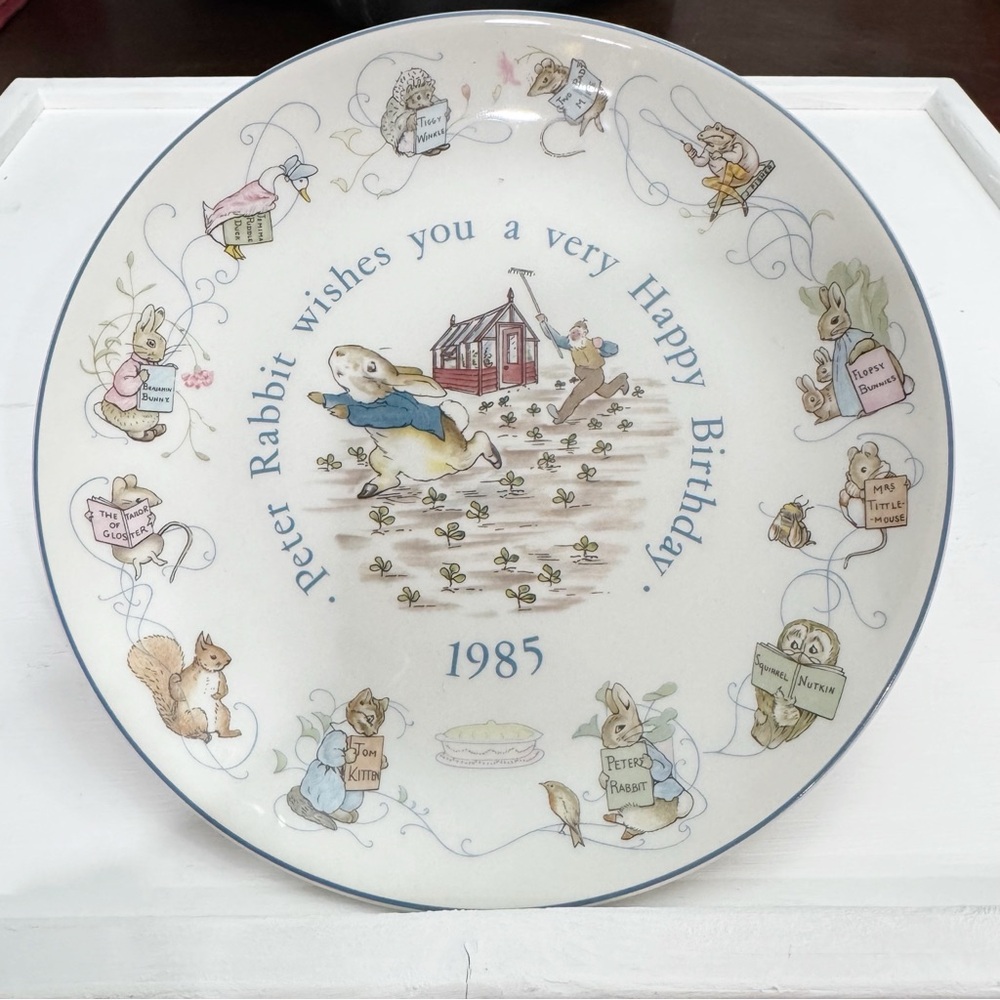 Wedgwood 1984 Beatrix  Potter Peter Rabbit 1985 Birthday Plate Vintage
